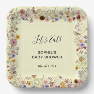 Assiettes En Carton Baby shower Bébé En Fleur Jardin Papillons