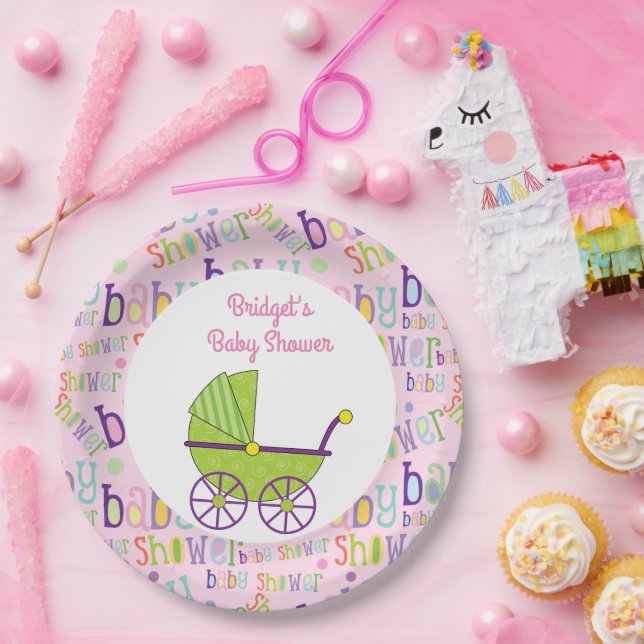 Assiettes En Carton Baby shower bébé fille 9 pouces Plaque (Fête)