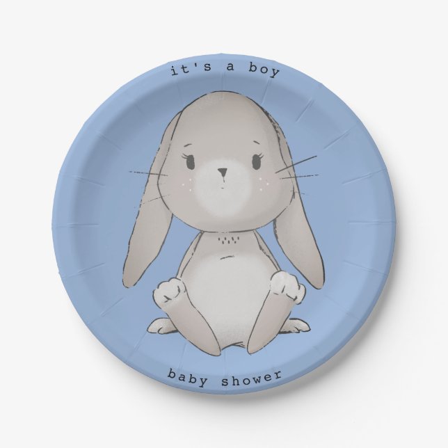 Assiettes En Carton baby shower bébé lapin (Devant)