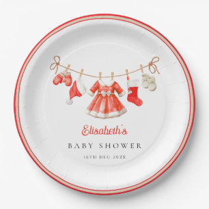 Assiettes En Carton Baby Shower Bébé Santa Rouge