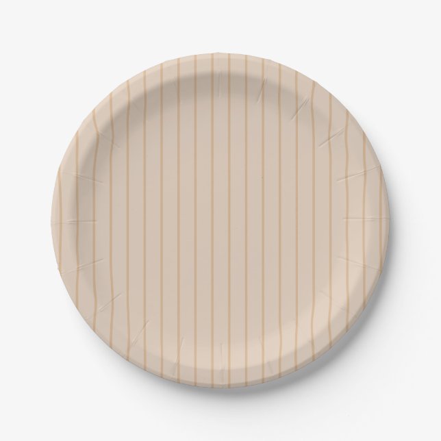 Assiettes En Carton Baby shower Beige Beige Boho Stripe (Devant)