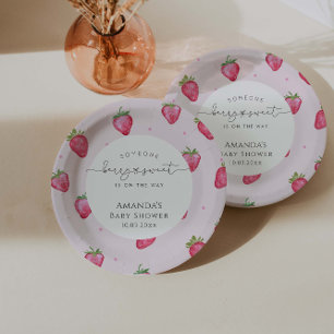 Assiettes En Carton Baby shower Berry Sweet Strawberry