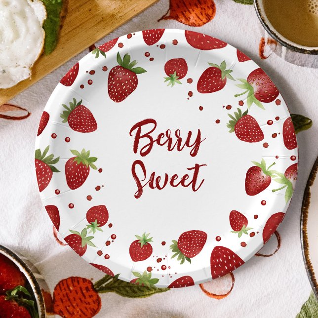Assiettes En Carton Baby shower Berry Sweet Strawberry (Créateur téléchargé)