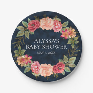 Assiettes En Carton Baby shower bleu bleu bleu rose rouge floral