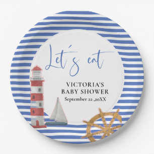 Assiettes En Carton Baby-Shower Bleu Marin
