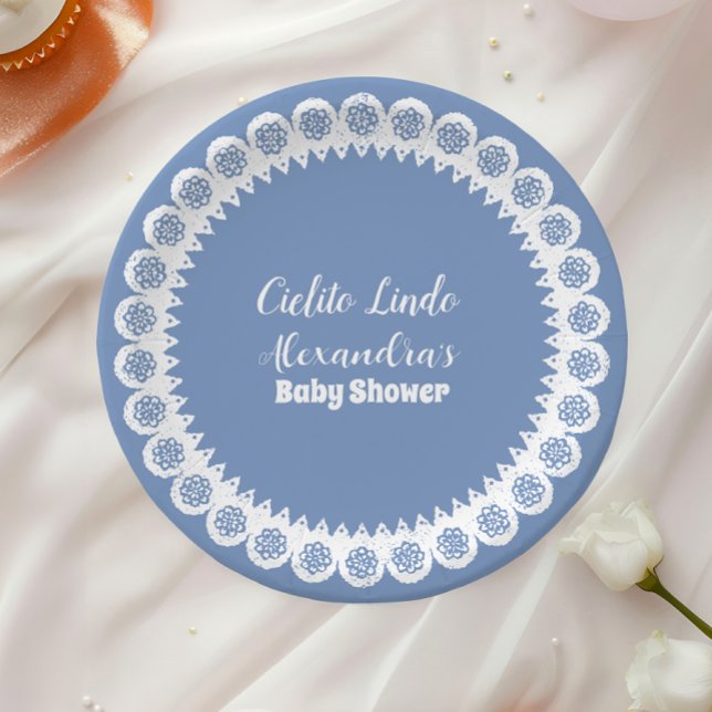 Assiettes En Carton Baby shower bleu mexicain Cielito Lindo (Créateur téléchargé)