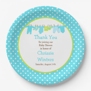 Assiettes En Carton Baby shower Blue and Green Baby Line