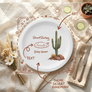 Assiettes En Carton Baby Shower Bohème Désert Darling Sud-Ouest 