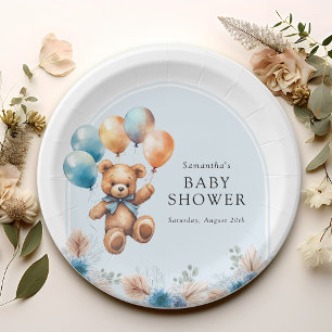 Assiettes En Carton Baby shower Boho de l'ours en peluche