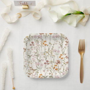 Assiettes En Carton Baby shower Boho Fleur sauvage En Terracotta En Fl