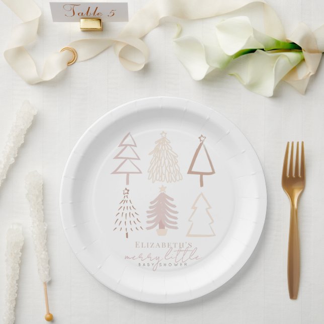 Assiettes En Carton Baby shower Boho Pink Christmas Trees (Mariage)