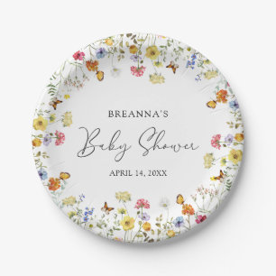 Assiettes En Carton Baby shower botanique fleur sauvage Boho