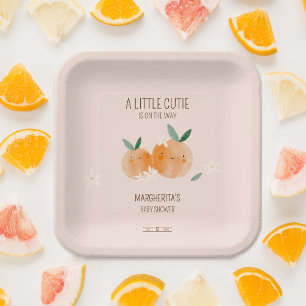 Assiettes En Carton Baby shower botanique Little Cutie Orange Citrus