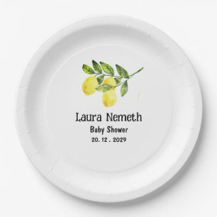 Assiettes En Carton Baby Shower Branche de Citron Moderne