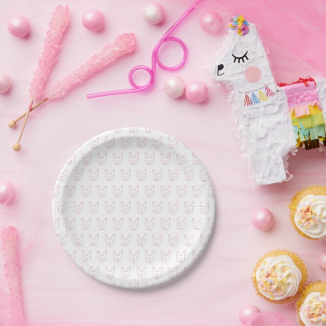 Assiettes En Carton Baby shower Bunny rose (Fête)