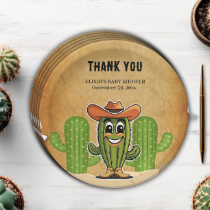 Assiettes En Carton Baby shower Cactus Cowboy Little Cactie