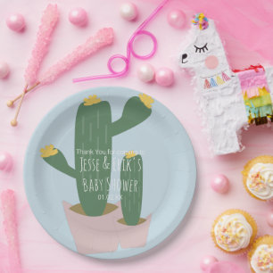 Assiettes En Carton Baby shower Cactus Cupcakes Merci bleu
