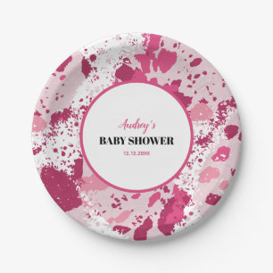 Assiettes En Carton Baby shower Camo rose
