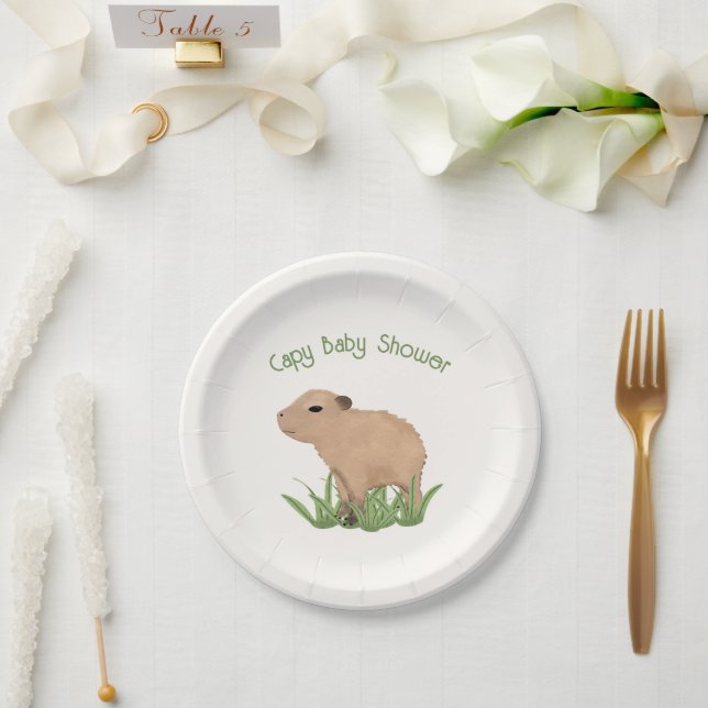 Assiettes En Carton Baby shower Capy Capy Capy Cute Personnalisé Capyb (Mariage)