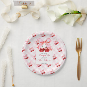 Assiettes En Carton Baby shower cerise rose