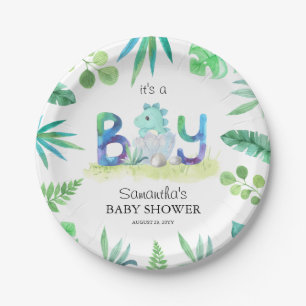 Assiettes En Carton Baby shower "C'est un garçon" de Cute Dinosaur