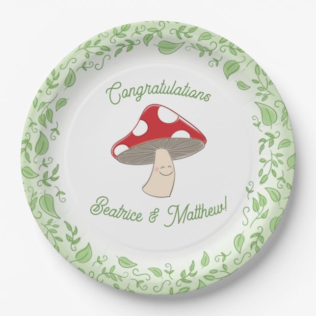 Assiettes En Carton Baby shower champignon (Devant)
