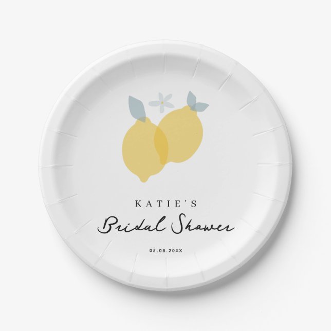 Assiettes En Carton Baby Shower Citron Citrus Pastel Moderne  (Devant)