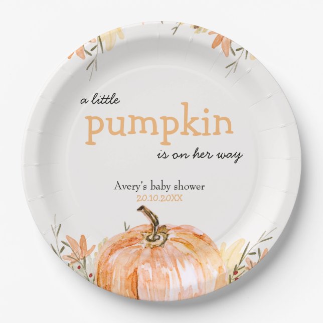 Assiettes En Carton Baby shower citrouille (Devant)