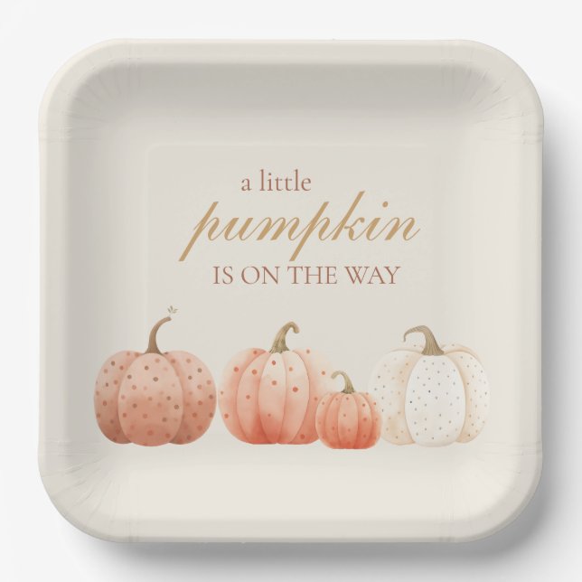 Assiettes En Carton Baby shower Citrouille Boho Fall Polka Dot (Recto)