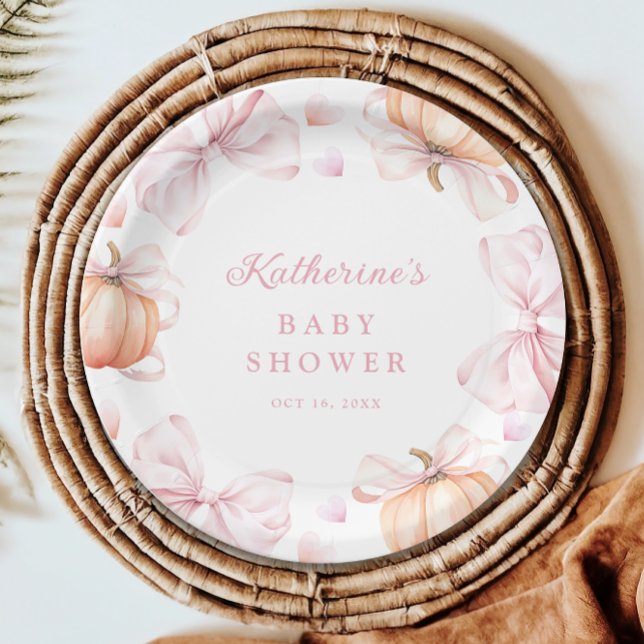 Assiettes En Carton Baby shower Citrouille de boue rose Aquarelle (Créateur téléchargé)