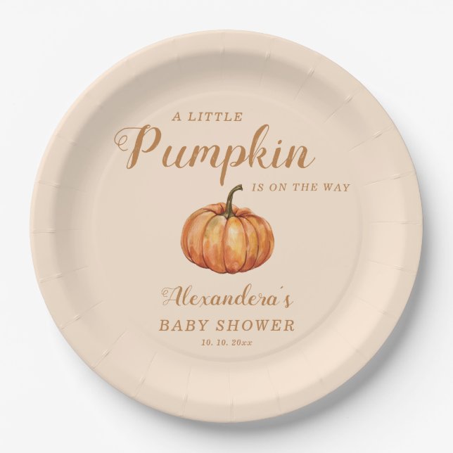 Assiettes En Carton Baby shower Citrouille de Fall Little (Devant)