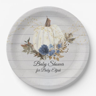Assiettes En Carton Baby shower Citrouille floral de la marine russe d