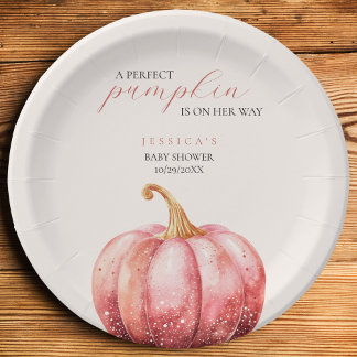 Assiettes En Carton Baby Shower Citrouille Rose