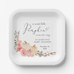 Assiettes En Carton Baby shower citrouille rose floral fille