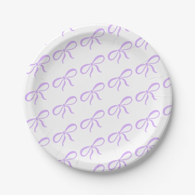 Assiettes En Carton Baby shower classique de ruban violet Lavande (Devant)