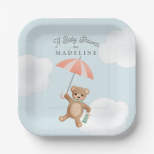 Assiettes En Carton Baby shower classique Teddy Bear Pastel
