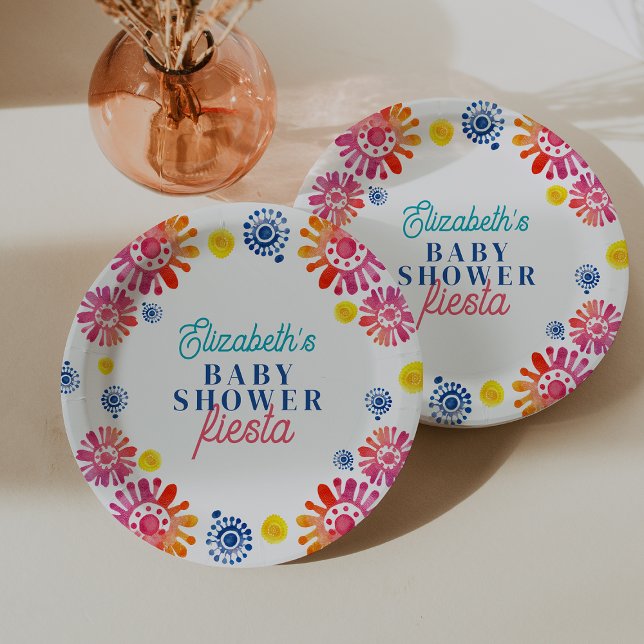 Assiettes En Carton Baby shower coloré Fiesta mexicaine (Colorful Baby Shower Mexican Fiesta Paper Plates)