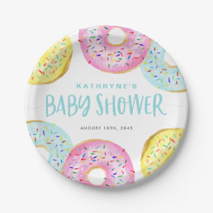 Assiettes En Carton Baby shower coloré Pastel Sprinkle Donuts