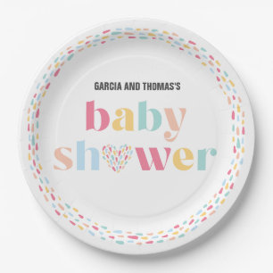 Assiettes En Carton Baby shower coloré Pastel Twins Personnalisé