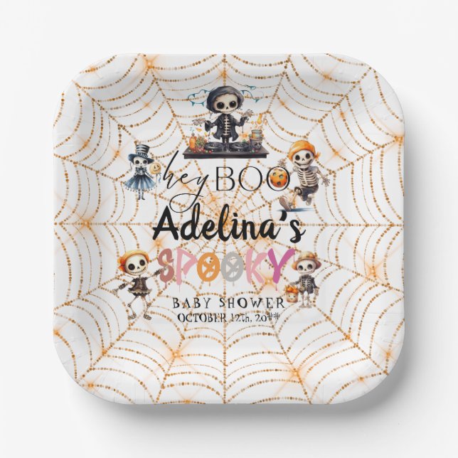 Assiettes En Carton Baby shower Costume Halloween Boo éffrayant (Recto)