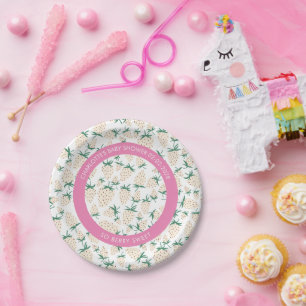 Assiettes En Carton Baby shower CUSTOM D'Aiguille Fraise Blanche