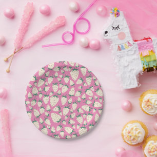Assiettes En Carton Baby shower CUSTOM D'Aiguille Fraise Blanche