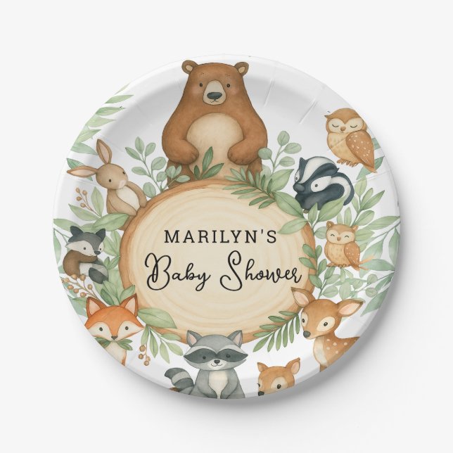 Assiettes En Carton Baby Shower Cute Baby Animals (Devant)
