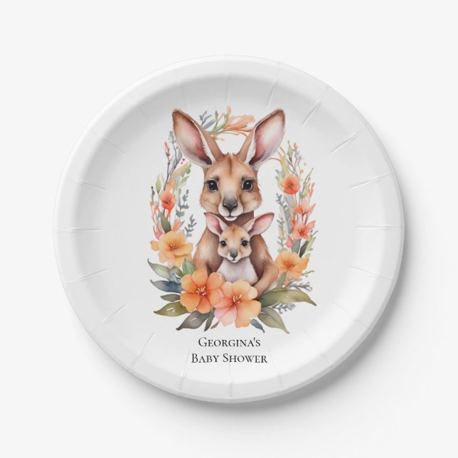 Assiettes En Carton Baby shower Cute Kangaroo (Devant)