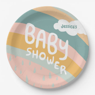 Assiettes En Carton BABY SHOWER Cute Nuages Rainbow Pluie Custom