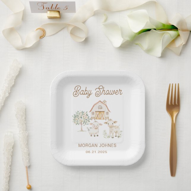 Assiettes En Carton Baby shower Cutie cultivé à la maison (Mariage)