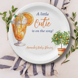 Assiettes En Carton Baby shower Cutie Orange Citrus Eté Glace Crème