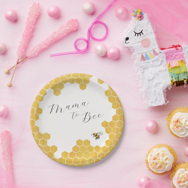Assiettes En Carton Baby shower d'abeille blanche (Fête)