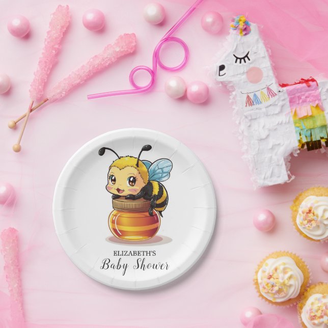 Assiettes En Carton Baby shower d'abeilles au miel (Fête)
