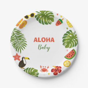 Assiettes En Carton Baby shower d'Aloha hawaïen tropical